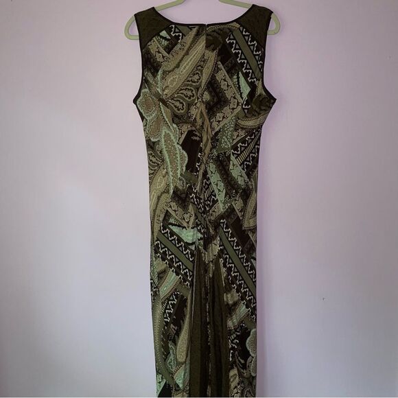 Reba Size 12 Midi Dress Brown Boho Print Sleeveless Lace Casual - Picture 6 of 9